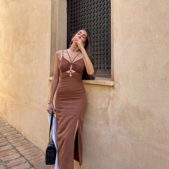 Zara RUSTIC SLIP DRESS - Picture 10 of 12